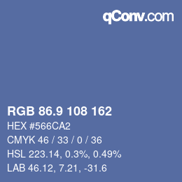 カラーコード: RGB 86.9 108 162 | qconv.com