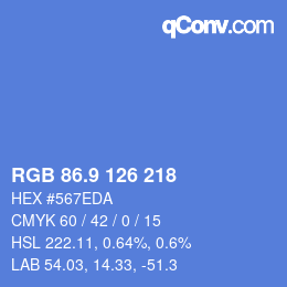 カラーコード: RGB 86.9 126 218 | qconv.com
