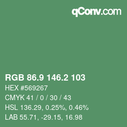 カラーコード: RGB 86.9 146.2 103 | qconv.com