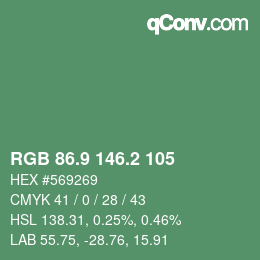 カラーコード: RGB 86.9 146.2 105 | qconv.com