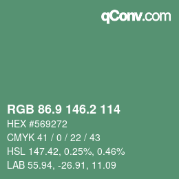 カラーコード: RGB 86.9 146.2 114 | qconv.com