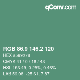 カラーコード: RGB 86.9 146.2 120 | qconv.com