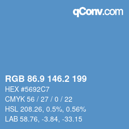 Color code: RGB 86.9 146.2 199 | qconv.com