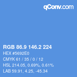 Farbcode: RGB 86.9 146.2 224 | qconv.com