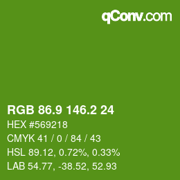 カラーコード: RGB 86.9 146.2 24 | qconv.com