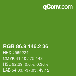 カラーコード: RGB 86.9 146.2 36 | qconv.com