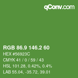 カラーコード: RGB 86.9 146.2 60 | qconv.com