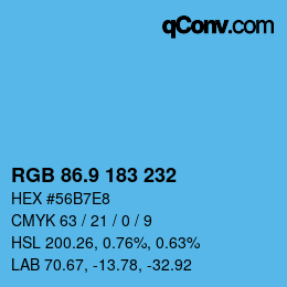 カラーコード: RGB 86.9 183 232 | qconv.com