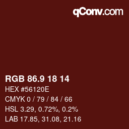 Color code: RGB 86.9 18 14 | qconv.com