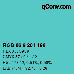 Color code: RGB 86.9 201 198 | qconv.com