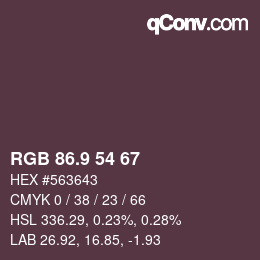 Color code: RGB 86.9 54 67 | qconv.com