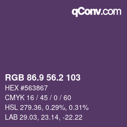 Color code: RGB 86.9 56.2 103 | qconv.com