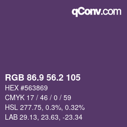 カラーコード: RGB 86.9 56.2 105 | qconv.com