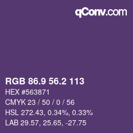 Color code: RGB 86.9 56.2 113 | qconv.com