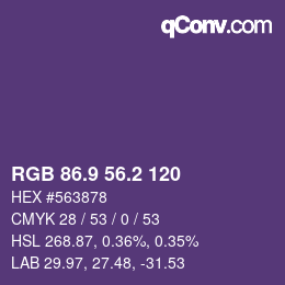 カラーコード: RGB 86.9 56.2 120 | qconv.com