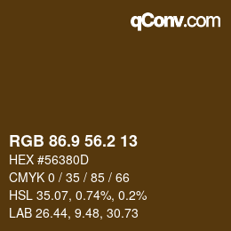 Color code: RGB 86.9 56.2 13 | qconv.com