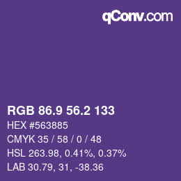 カラーコード: RGB 86.9 56.2 133 | qconv.com