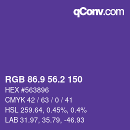 カラーコード: RGB 86.9 56.2 150 | qconv.com