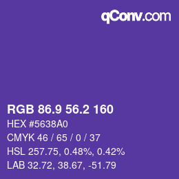 カラーコード: RGB 86.9 56.2 160 | qconv.com