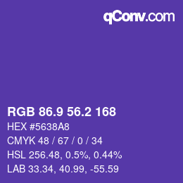 カラーコード: RGB 86.9 56.2 168 | qconv.com