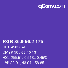 カラーコード: RGB 86.9 56.2 175 | qconv.com