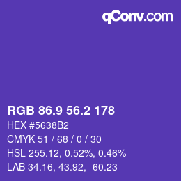 カラーコード: RGB 86.9 56.2 178 | qconv.com