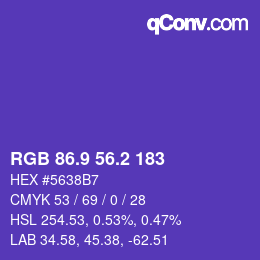 カラーコード: RGB 86.9 56.2 183 | qconv.com