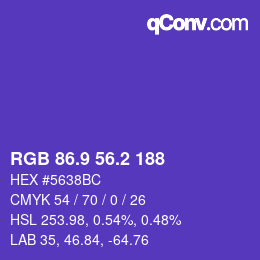 カラーコード: RGB 86.9 56.2 188 | qconv.com