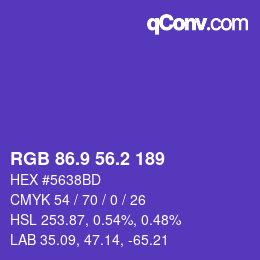 カラーコード: RGB 86.9 56.2 189 | qconv.com