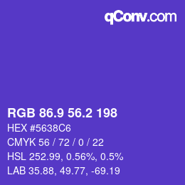 カラーコード: RGB 86.9 56.2 198 | qconv.com