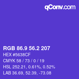 カラーコード: RGB 86.9 56.2 207 | qconv.com