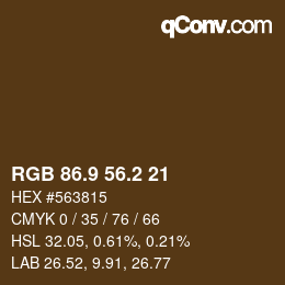 Color code: RGB 86.9 56.2 21 | qconv.com