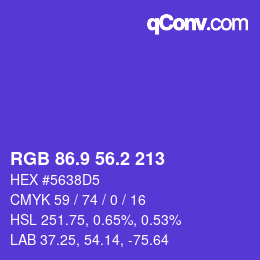 カラーコード: RGB 86.9 56.2 213 | qconv.com