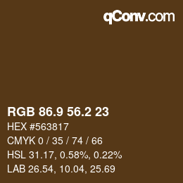 Color code: RGB 86.9 56.2 23 | qconv.com
