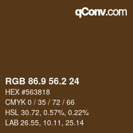 Color code: RGB 86.9 56.2 24 | qconv.com