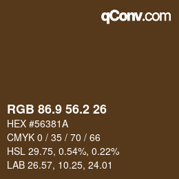 Color code: RGB 86.9 56.2 26 | qconv.com