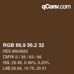 Color code: RGB 86.9 56.2 32 | qconv.com