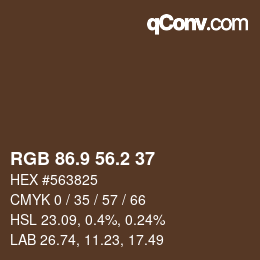 Color code: RGB 86.9 56.2 37 | qconv.com