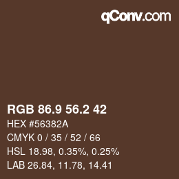 Farbcode: RGB 86.9 56.2 42 | qconv.com