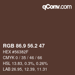 Color code: RGB 86.9 56.2 47 | qconv.com