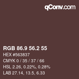 カラーコード: RGB 86.9 56.2 55 | qconv.com