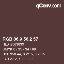 Color code: RGB 86.9 56.2 57 | qconv.com