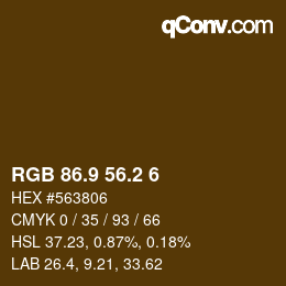 Color code: RGB 86.9 56.2 6 | qconv.com