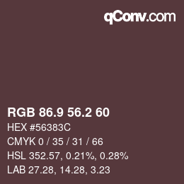 カラーコード: RGB 86.9 56.2 60 | qconv.com