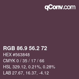 Color code: RGB 86.9 56.2 72 | qconv.com