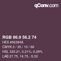 カラーコード: RGB 86.9 56.2 74 | qconv.com