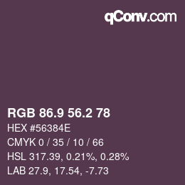 カラーコード: RGB 86.9 56.2 78 | qconv.com