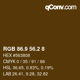 Color code: RGB 86.9 56.2 8 | qconv.com