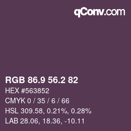 Color code: RGB 86.9 56.2 82 | qconv.com