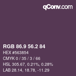 Color code: RGB 86.9 56.2 84 | qconv.com